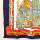 HERMES Carre 90 Scarf ""LATLANTIDE"" Silk Navy Auth BA6852-4