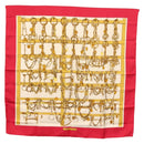 HERMES Carre 90 Scarf ""MORS&FILETS"" Silk Pink Auth BA6853-1