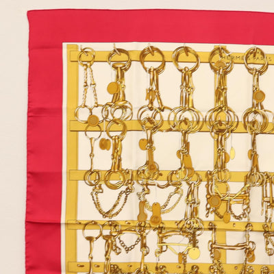 HERMES Carre 90 Scarf ""MORS&FILETS"" Silk Pink Auth BA6853 - 0