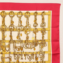 HERMES Carre 90 Scarf ""MORS&FILETS"" Silk Pink Auth BA6853-3