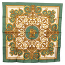 HERMES Carre 90 Scarf ""LES TUILERIES"" Silk Green Auth BA6854-1