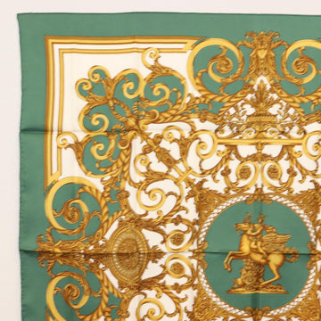 HERMES Carre 90 Scarf ""LES TUILERIES"" Silk Green Auth BA6854 - 0