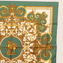 HERMES Carre 90 Scarf ""LES TUILERIES"" Silk Green Auth BA6854-3