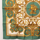 HERMES Carre 90 Scarf ""LES TUILERIES"" Silk Green Auth BA6854-4