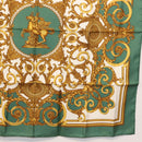 HERMES Carre 90 Scarf ""LES TUILERIES"" Silk Green Auth BA6854-5