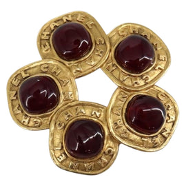 CHANEL Brooch metal Gold CC Auth BA6857