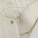 CHANEL Wild Stitch Hand Bag Leather White Gold CC Auth BA6858-15