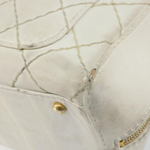 CHANEL Wild Stitch Handtas Leer Wit Goud CC Auth BA6858
