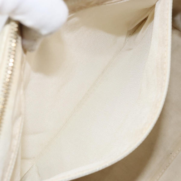 CHANEL Wild Stitch Hand Bag Leather White Gold CC Auth BA6858