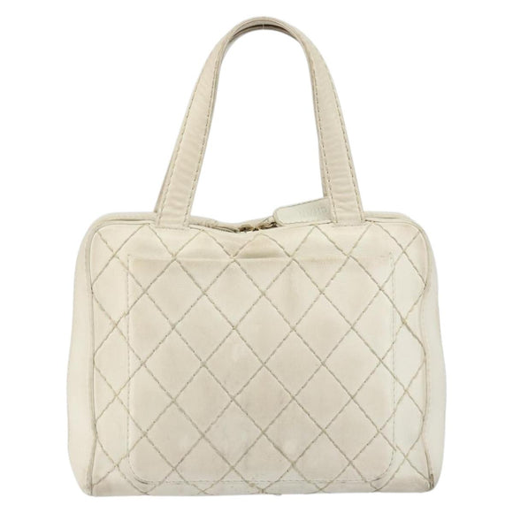 CHANEL Wild Stitch Handtas Leer Wit Goud CC Auth BA6858