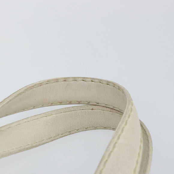 CHANEL Wild Stitch Hand Bag Leather White Gold CC Auth BA6858