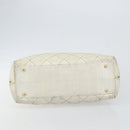 CHANEL Wild Stitch Hand Bag Leather White Gold CC Auth BA6858-5