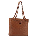 CHANEL Matelasse Chain Shoulder Bag Lamb Skin Brown Gold CC Auth BA6859-1