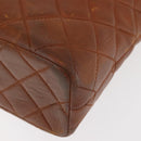 CHANEL Matelasse Chain Shoulder Bag Lamb Skin Brown Gold CC Auth BA6859-14