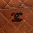 CHANEL Matelasse Chain Shoulder Bag Lamb Skin Brown Gold CC Auth BA6859-15