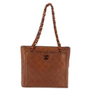 CHANEL Matelasse Chain Shoulder Bag Lamb Skin Brown Gold CC Auth BA6859-2