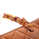 CHANEL Matelasse Chain Shoulder Bag Lamb Skin Brown Gold CC Auth BA6859-23