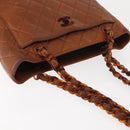 CHANEL Matelasse Chain Shoulder Bag Lamb Skin Brown Gold CC Auth BA6859-7