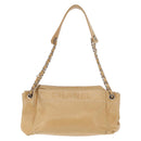 CHANEL Shoulder Bag Lamb Skin Beige CC Auth BA6860-2