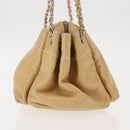 CHANEL Shoulder Bag Lamb Skin Beige CC Auth BA6860-4