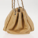 CHANEL Shoulder Bag Lamb Skin Beige CC Auth BA6860-5