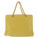 CHANEL Chain Hand Bag Caviar Skin Yellow Gold CC Auth BA6862-2