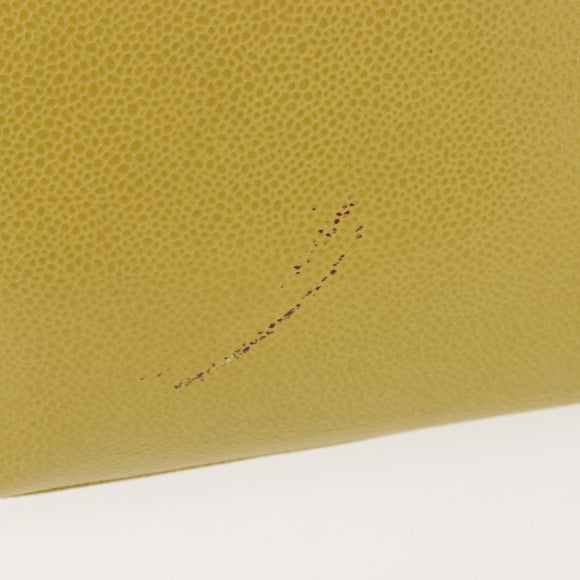 CHANEL Chain Hand Bag Caviar Skin Yellow Gold CC Auth BA6862