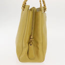 CHANEL Chain Hand Bag Caviar Skin Yellow Gold CC Auth BA6862-6