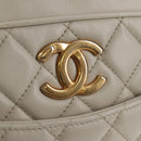 CHANEL Matelasse Chain Shoulder Bag Leather White CC Auth BA6864A-16