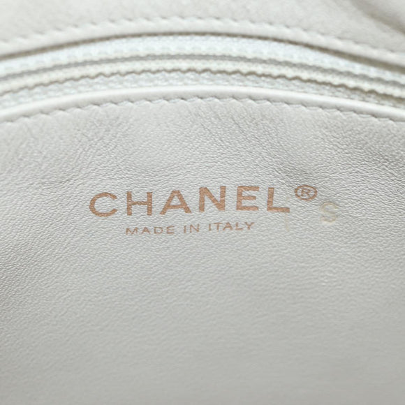 CHANEL Matelasse Chain Shoulder Bag Leather White CC Auth BA6864A
