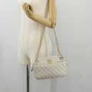 CHANEL Matelasse Chain Shoulder Bag Leather White CC Auth BA6864A-27