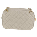 CHANEL Matelasse Chain Shoulder Bag Leather White CC Auth BA6864A-3