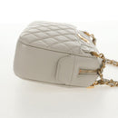 CHANEL Matelasse Chain Shoulder Bag Leather White CC Auth BA6864A-5