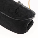 CHANEL Matelasse Chain Shoulder Bag Satin Black Gold CC Auth BA6866-11