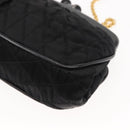 CHANEL Matelasse Chain Shoulder Bag Satin Black Gold CC Auth BA6866-16