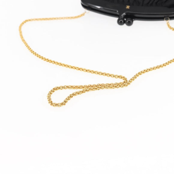 CHANEL Matelasse Chain Shoulder Bag Satin Black Gold CC Auth BA6866