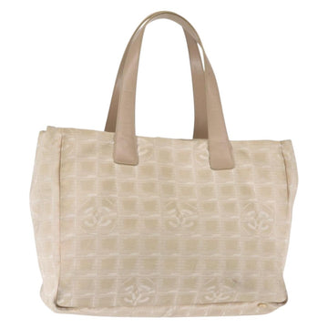 CHANEL New Travel Line Tote Bag Nylon Beige Gold CC Auth BA6872
