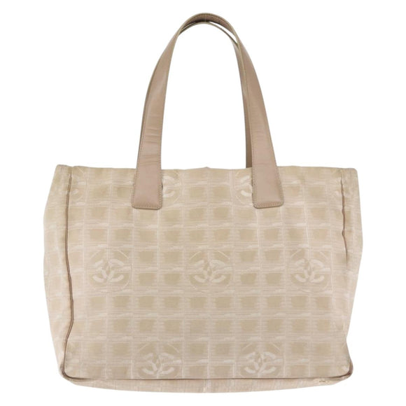 CHANEL New Travel Line Tote Bag Nylon Beige Gold CC Auth BA6872