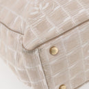 CHANEL New Travel Line Tote Bag Nylon Beige Gold CC Auth BA6873-14