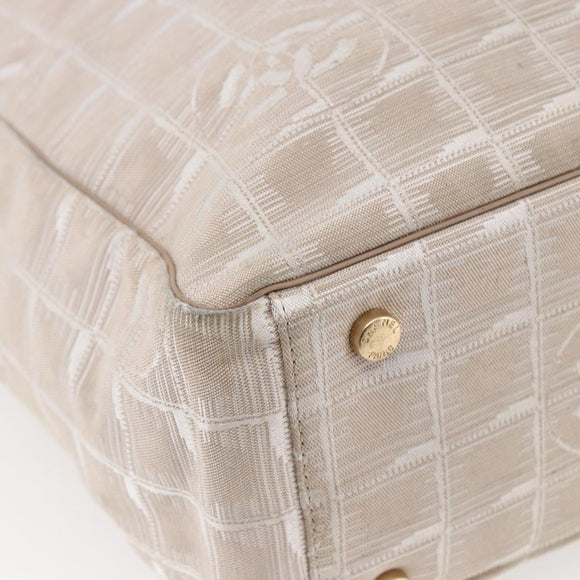 CHANEL New Travel Line Tote Bag Nylon Beige Gold CC Auth BA6873