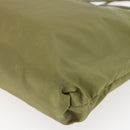 PRADA Tote Bag Nylon Khaki Silver Auth BA6878-16