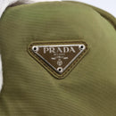 PRADA Tote Bag Nylon Khaki Silver Auth BA6878-18
