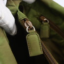 PRADA Tote Bag Nylon Khaki Silver Auth BA6878-9