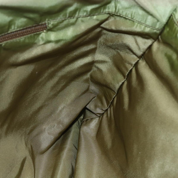 PRADA Tote Bag Nylon Khaki Silver Auth BA6878