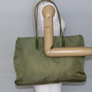 PRADA Tote Bag Nylon Khaki Silver Auth BA6878-25