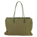 PRADA Tote Bag Nylon Khaki Silver Auth BA6878-2