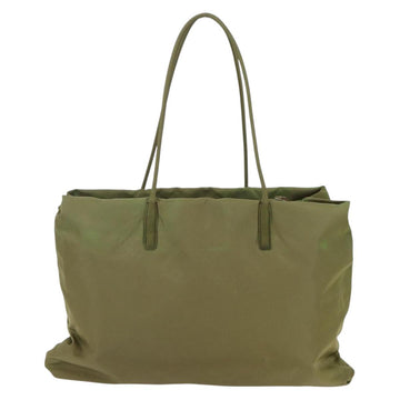 PRADA Tote Bag Nylon Khaki Silver Auth BA6878 - 0