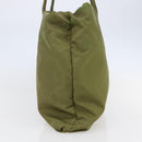 PRADA Tote Bag Nylon Khaki Silver Auth BA6878-3