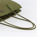 PRADA Tote Bag Nylon Khaki Silver Auth BA6878-7