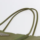 PRADA Tote Bag Nylon Khaki Silver Auth BA6878-14